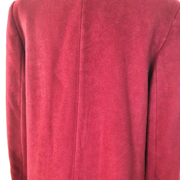 Vintage Red Wool Blend Button Front Coat Side Pockets Classic Collar Womens 12 - Picture 7 of 9